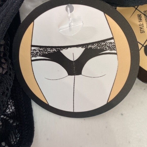 Honeydew Intimates Peek-A-Dew Lucy Hipster Black Lace Mesh Thong Strappy Panty - Picture 4 of 12
